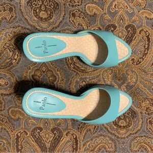 Paolo Women's Teal Slide Sandals
